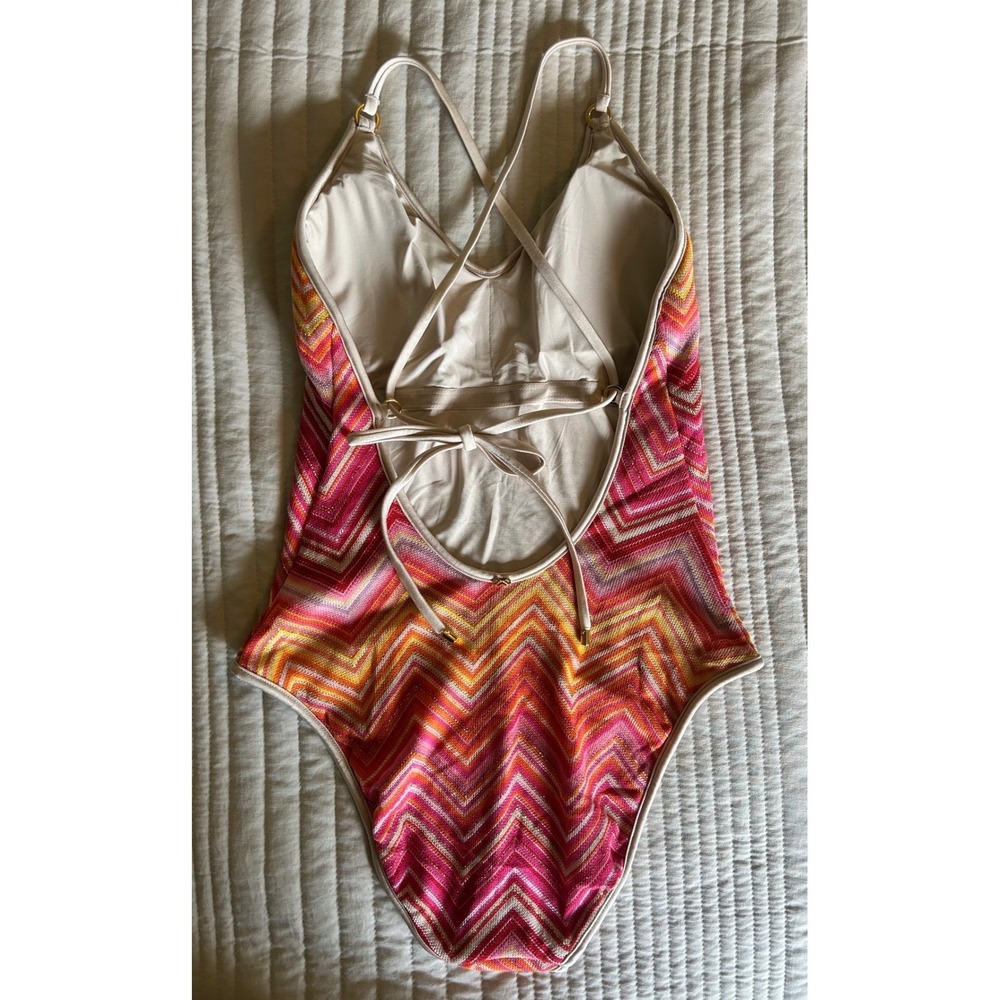 Pilyq PQ Margot Cayenne Chevron 1pc Swimsuit Large - Picture 4 of 5